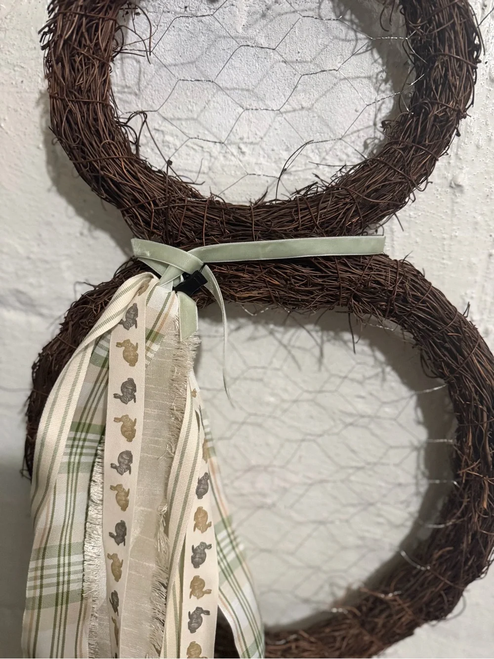 Wicker Bunny Wreath Door Hanger — Spring Decor